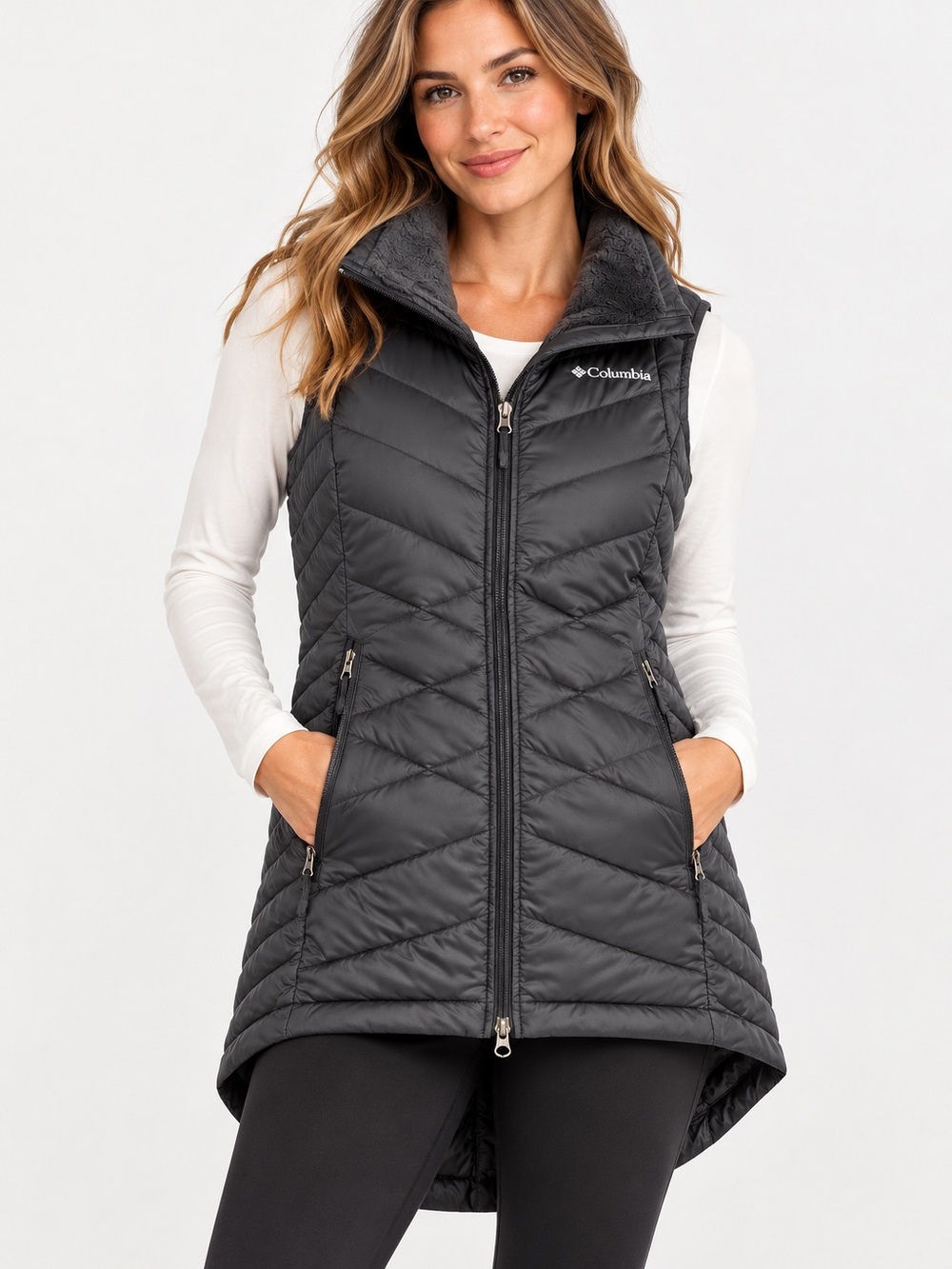Columbia White Out Omni Heat Long Insulated Puffer Vest